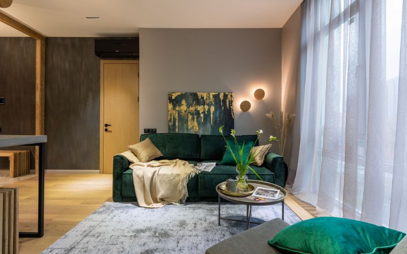 Blue accent wall living room Indian home